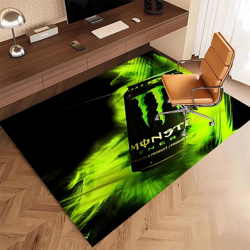 1 шт. Коврик с принтом логотипа Monster Energy - Мягкий, Моющийся, Нескользящий, для помещений, Гостиной, Домашнего офиса, Декоративный коврик, Декоративный для офиса