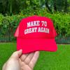 Make 70 Great Again Hat Puff Print Trucker Hat 70th Birthday Unisex Baseball Hat Birthday Party Decor Photo Prop Gift Present