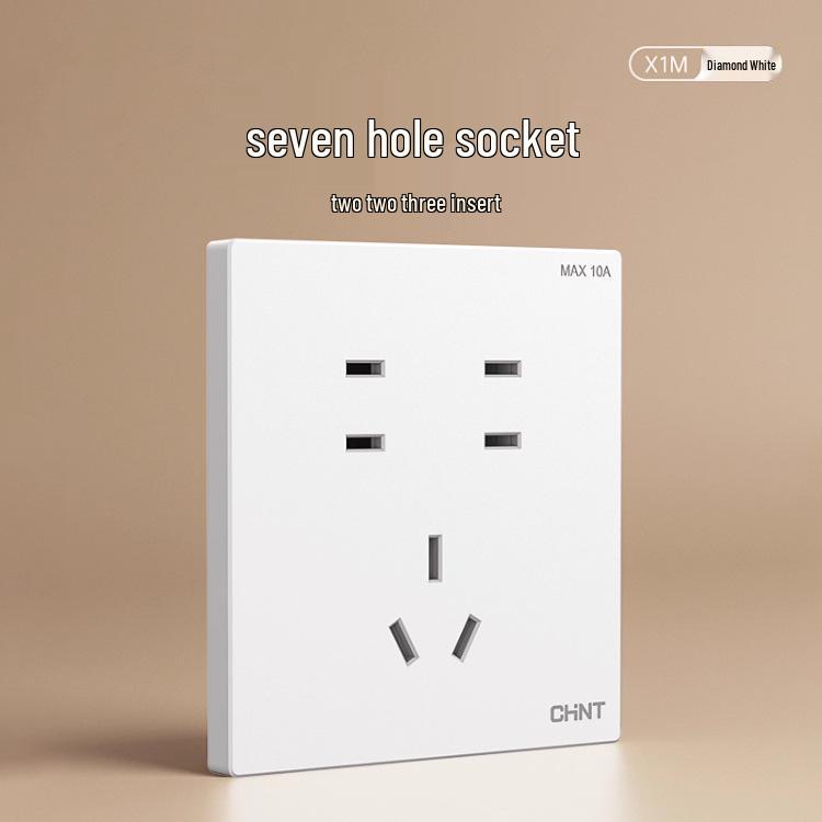 Chint 16A Настенная розетка для кондиционера, одинарная, пятиконтактная, тип 86, бриллиантово-белый.