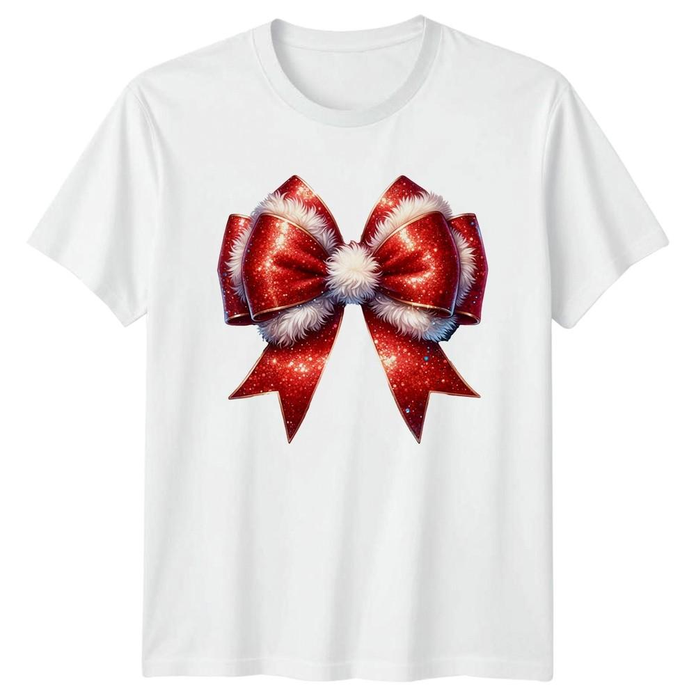 Christmas Bow Red Holidays Graphic Unisex Tee Unisexs Unisexs TShirt