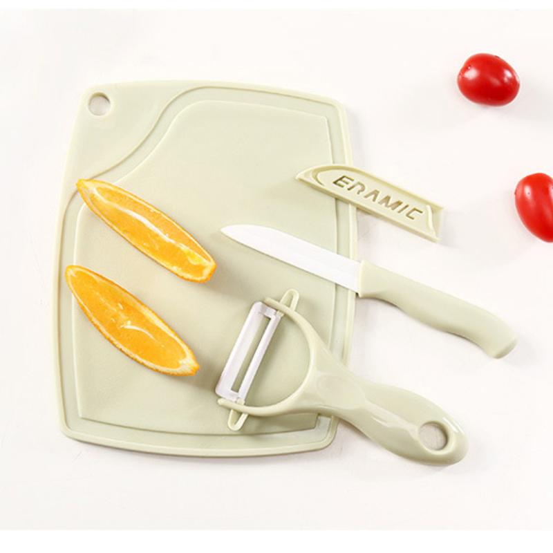 Кухонный набор из трех предметов, керамический набор ножей для фруктов, мини-пластиковая разделочная доска, нож для чистки овощей, бытовой маленький нож, кухонные гаджеты