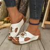 Casual Thick-bottomed Fish Mouth Slippers Summer Belt Buckle Hollow One-character Women's Flat-bottomed Cool Slippers
