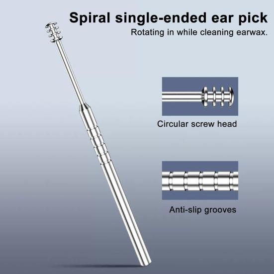 Ухочистка Набор для удаления ушной серы Ушная кюретка Очиститель 360-градусный спиральный дизайн Очиститель слухового прохода Инструмент для чистки ушей Набор