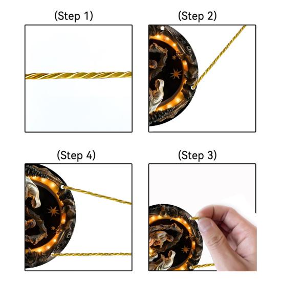 Рождественская сцена Рождественский орнамент Круглый акриловый Святое семейство подвесные украшения для Рождества Декор для дома, двери, стены, окна
