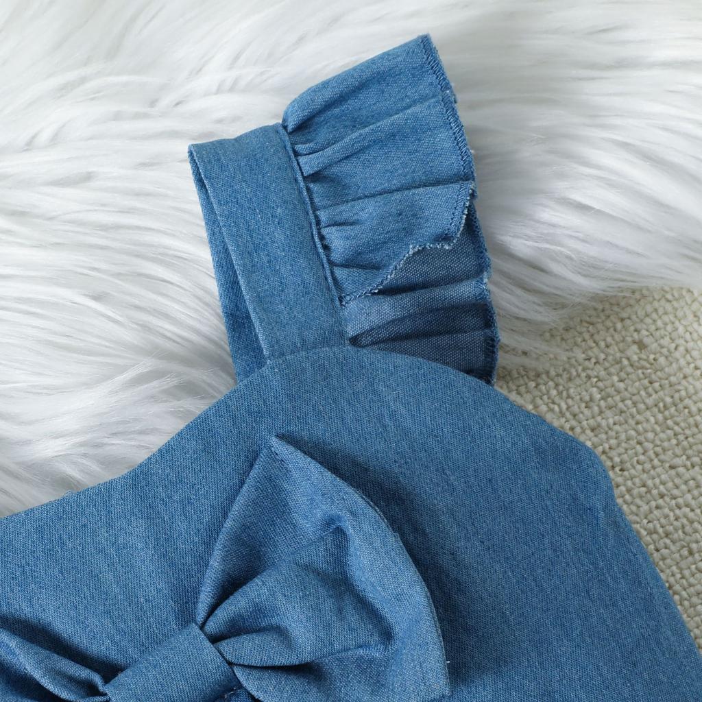 Детские летние платья для девочек 2-6 лет, новый топ с рукавами-крылышками и бантом + юбка, костюм, индивидуальная одежда