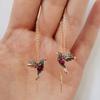Long Drop Earrings Bird Pendant Tassel Crystal Pendant Earrings Ladies Jewelry ARI