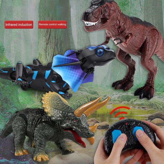 RC Игрушка Динозавр Яркий Внешний Вид Тираннозавр Рекс Трицератопс Модель Имитация Ходьбы Креативная Раннее Образование Умная Игрушка Инфракрасное Дистанционное Управление Динозавр