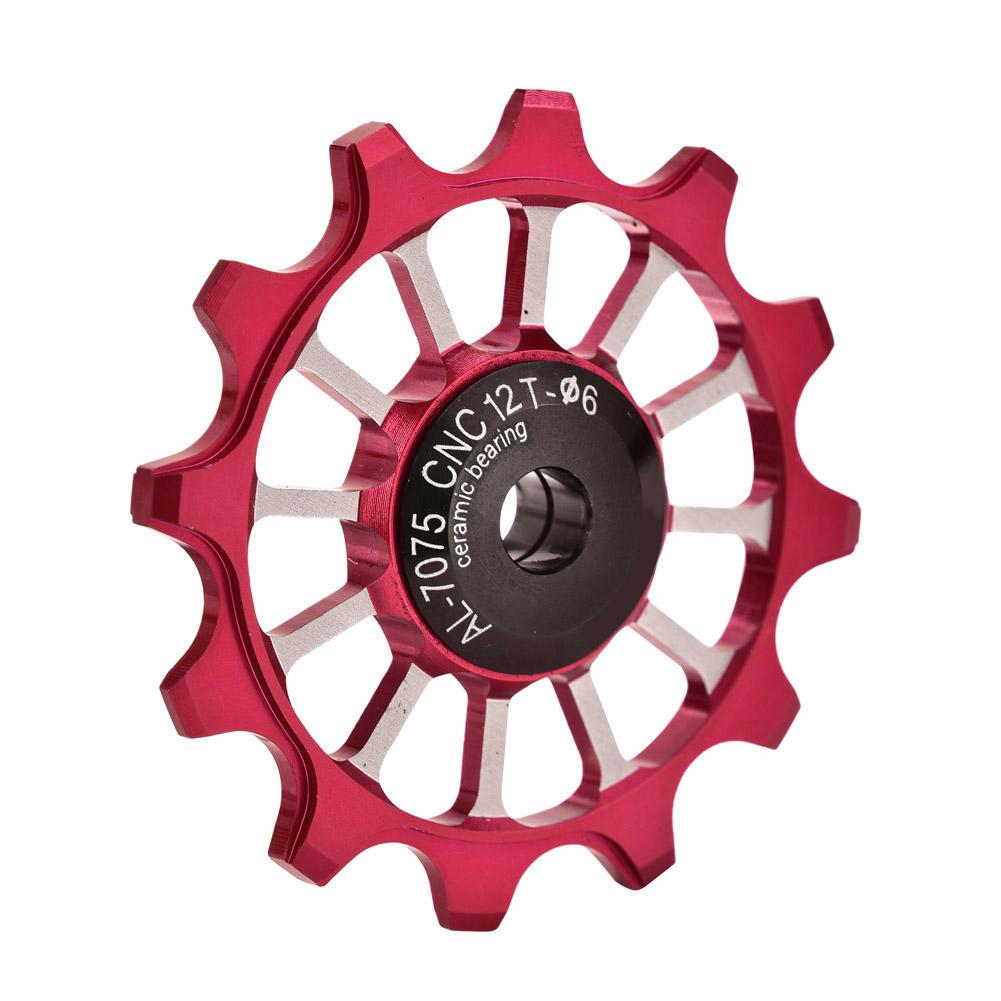 MEIJUN Ceramic Bearing Aluminum Alloy Bicycle Bike Rear Derailleur Pulley Guide Wheel (Red)