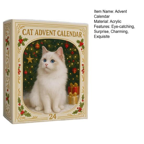 Кошачий Адвент-календарь 24 дня Календарь обратного отсчета до Рождества Милые акриловые украшения в виде котят Праздничный декор для любителей кошек