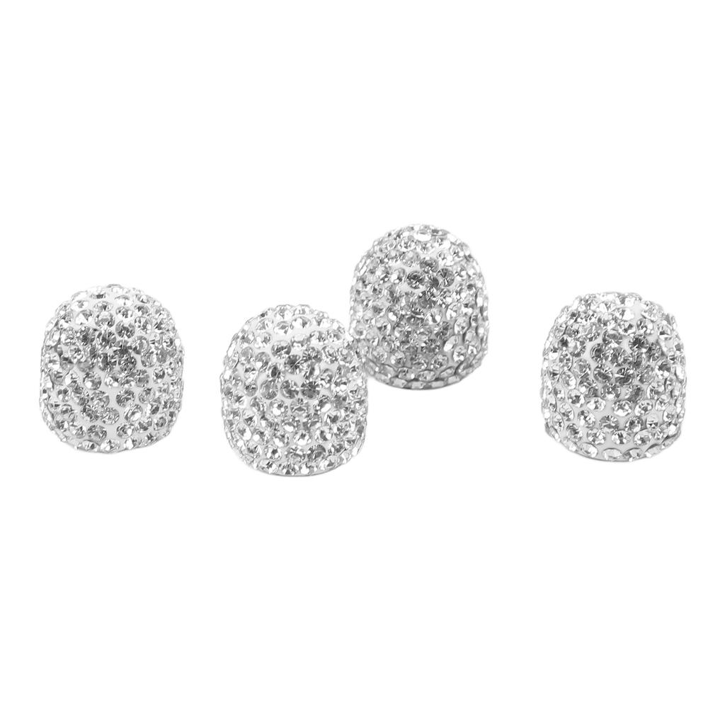 4 шт. Блестящие колпачки штока клапана 15 мм Колпачки для воздуха штока Украшение шины Универсальные для автомобиля мотоциклаСеребристый