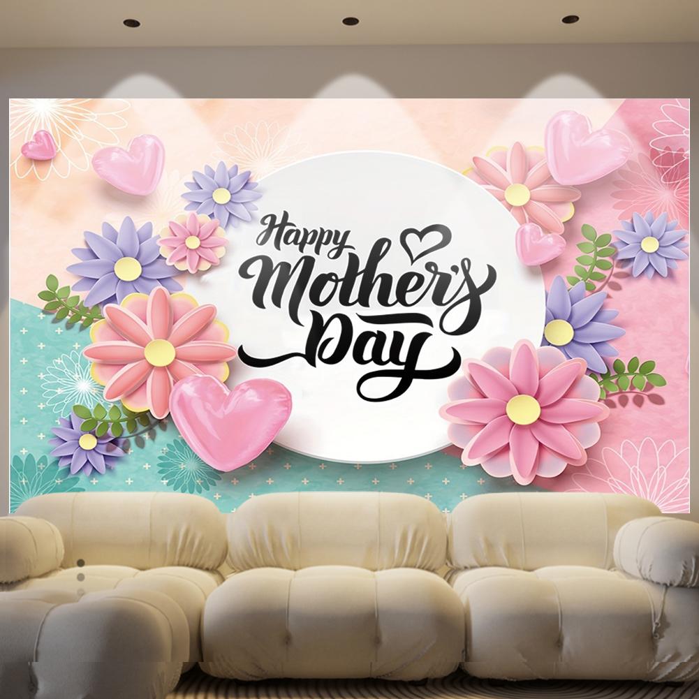 Happy Mothers Day Banner Mothers Day Backdrop Flower Themed Mothers Day Hanging Sign Mothers Day Decoration for Photography