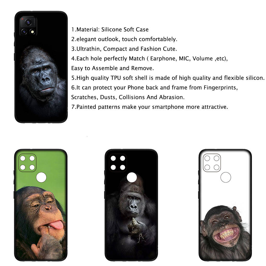Чехол для iPhone 16 15 Xiaomi Redmi Note 14 13 12 11 Pro Max X 8 9 16e Samsung Galaxy S25 S24 S23 Moto OPPO Huawei Gorilla Ape Monkey Baby Phone Case