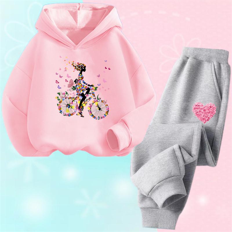 2025 Autumn Korean Girl Clothing Kawaii Kids Clothes Cute Children's Hoodies and Sweatpant 2pcs Set