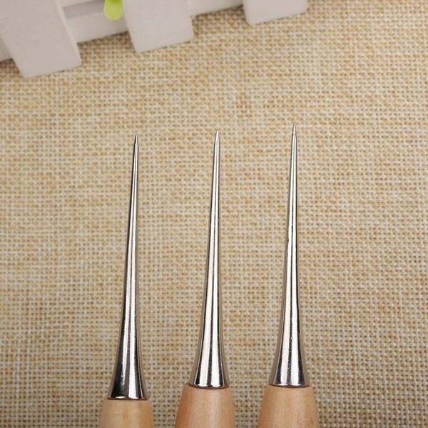 Профессиональное тканевое шило, инструмент для шитья, пробивание отверстий в коже, деревянная ручка, шило, ремесленные инструменты для шитья кожи