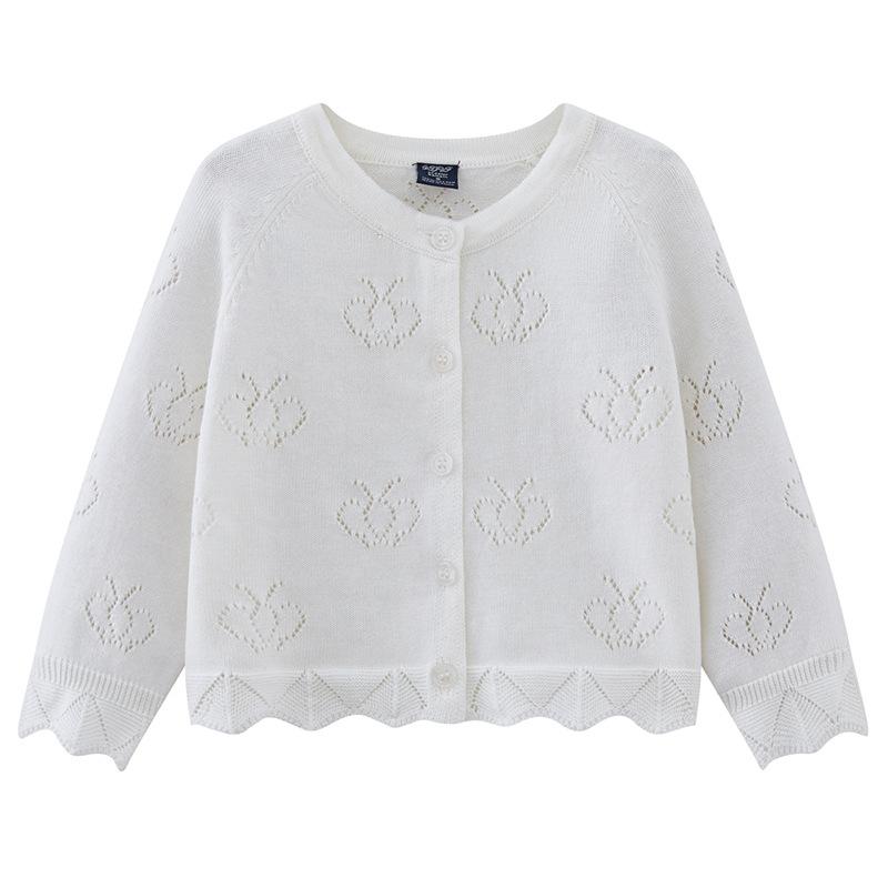 Children's Knitted Cardigan Thin Cotton Non-pilling Sun-proof Jacket Girls Sweater Cardigan