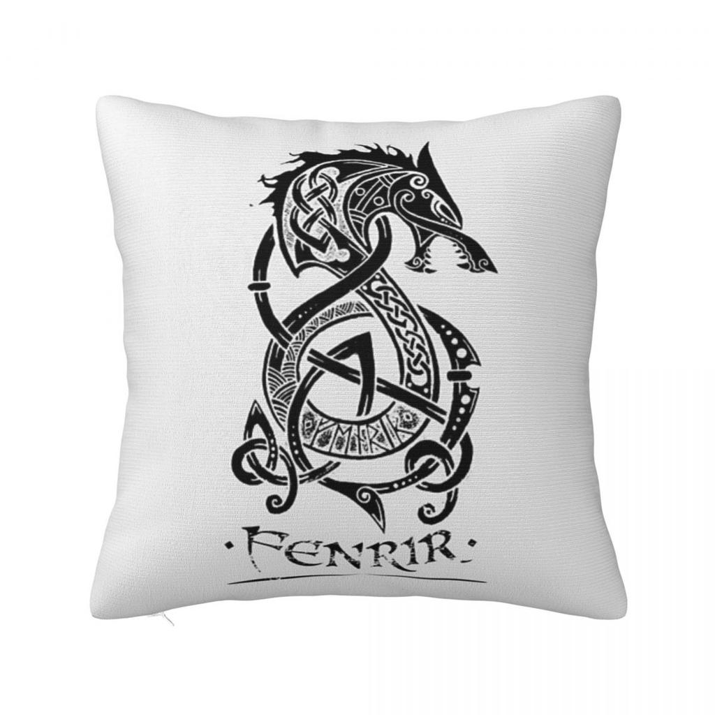 Наволочка для подушки в форме квадрата с изображением Локи, сына Фенрира и викингов, для домашнего дивана и гостиной.