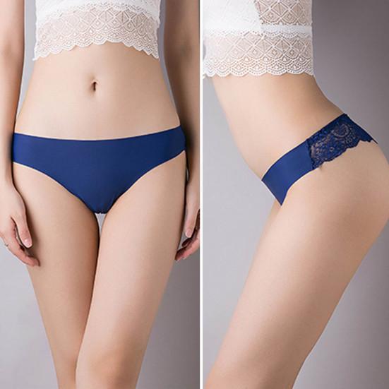 Женские трусики тонкие ледяные шелковые кружевные с низкой талией бесшовные однотонные с хорошей воздухопроницаемостью