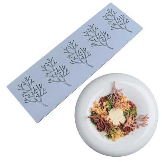 3D форма для выпечки с коралловым узором в форме листа, легко извлекаемая форма для шоколада, тонкий торт, десерт, силиконовая форма для выпечки, коврик для штамповки