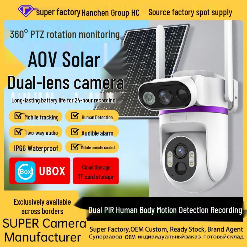 AOV Outdoor Dual-Lens Solar 4G Camera with 24h Monitoring, HD Night Vision, No Power/Network Needed