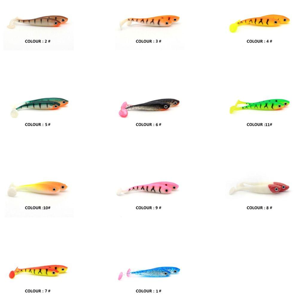 5PCS Artificial T-tail Soft Bait Silicone Jigging Wobblers Paddle Tail Swimbaits  Pike