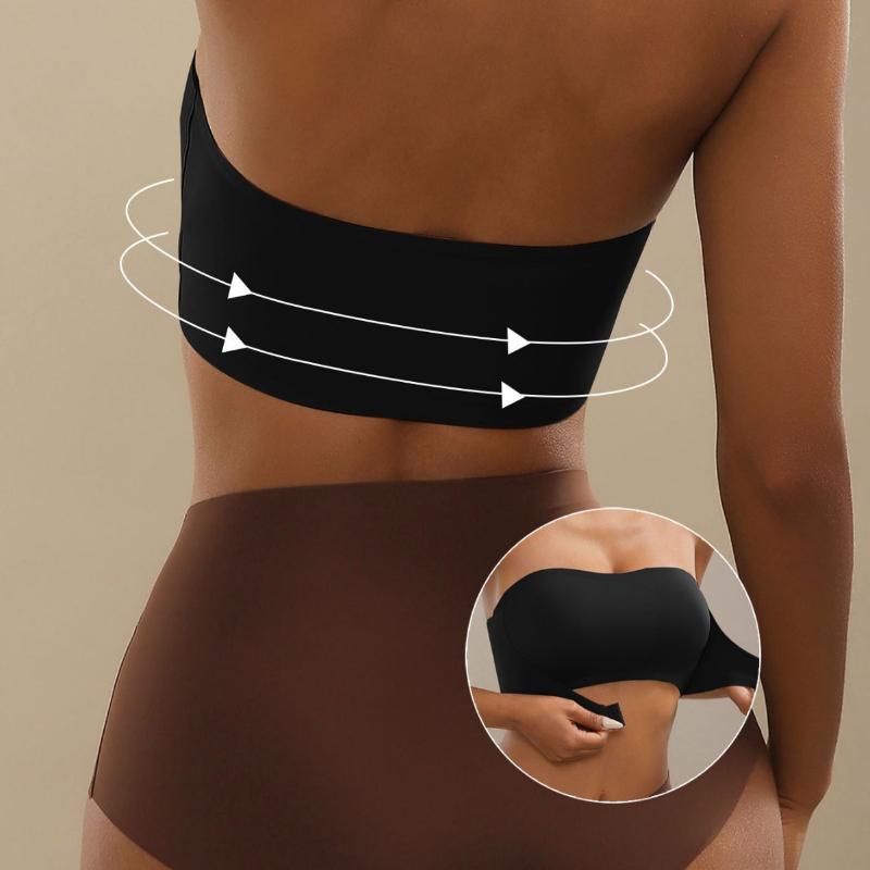Strapless Front Buckle Underwear Gather Top Support Chest Wrap Tube Top Women's Seamless Steel Ring Bra