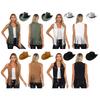 Womens Faux Suede Vest Western Style Tassel Fringe Rivet Details Open Front Sleeveless Waistcoat with Cowboy Hat Accessory