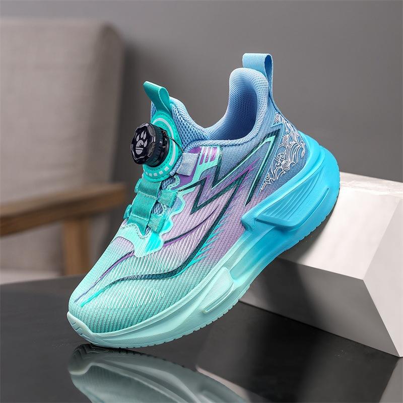 Boys' Sneakers 2025 New Summer Trendy Cool Children's Shoes Boys Single Net Breathable Knob Running Basketball Shoes