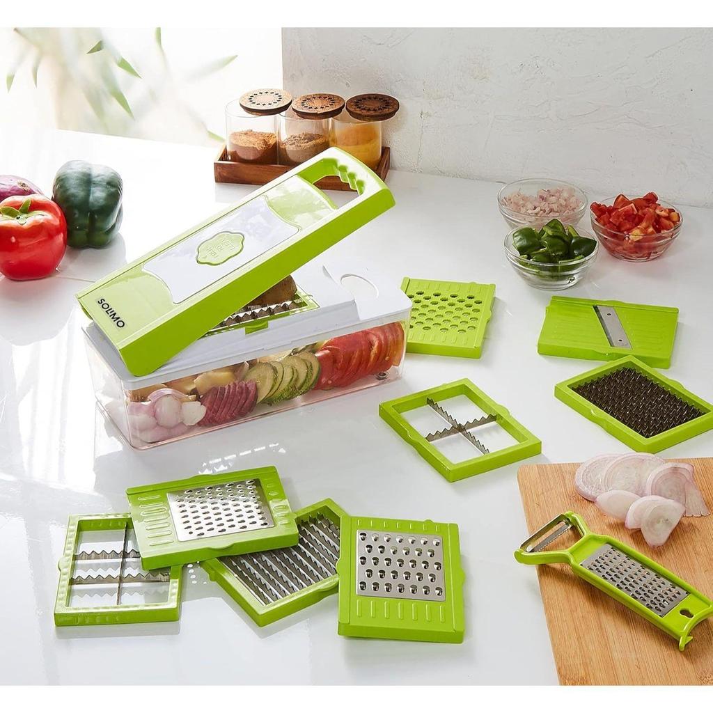 11-in-1 Stainless Steel Multipurpose Vegetable and Fruit Chopper, Green