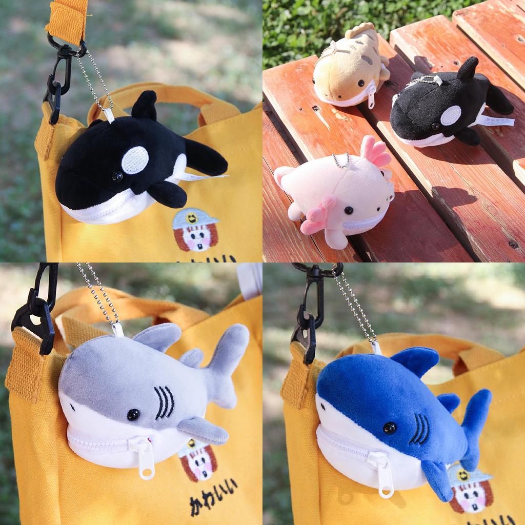 Cute Shark Blue Whale Orcinus Orca Plush Doll Pendant Wallet For Kids And Collectors