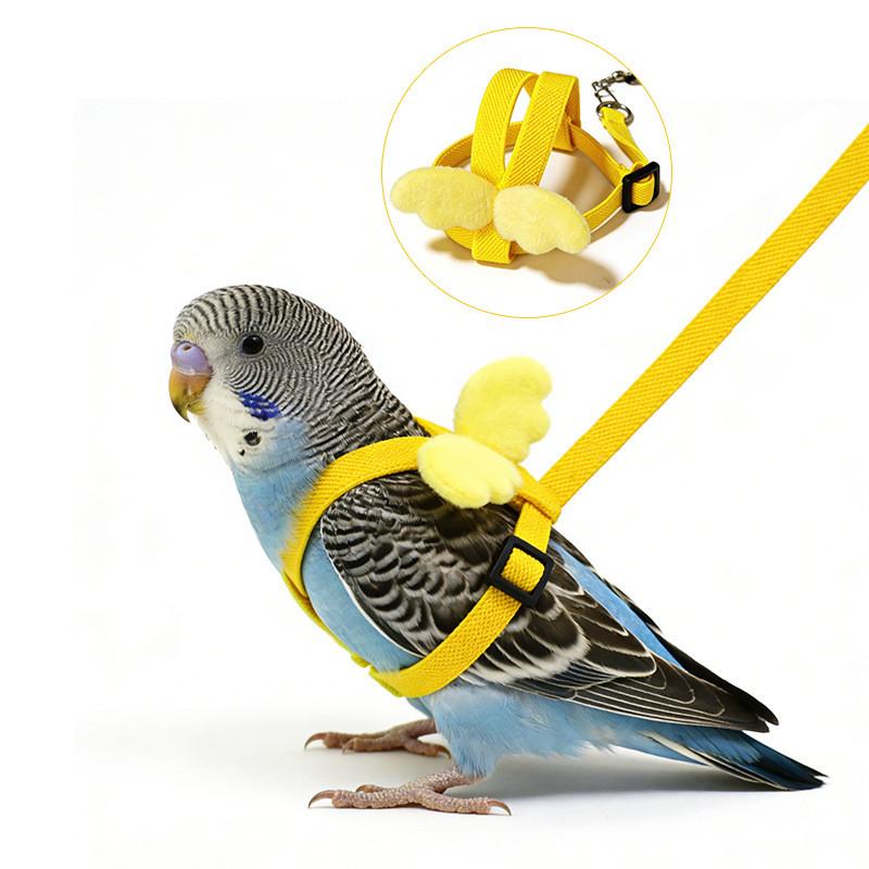 Adjustable Parrot Harness With Wing Decor Anti‑Bite Flying Leash For Budgie Lovebird Cockatiel