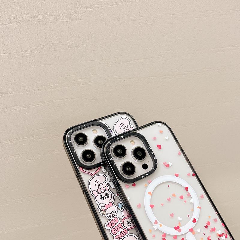 Магнитный чехол Pink Inspirational Rabbit для iPhone 16 Pro Max — модный чехол против падения