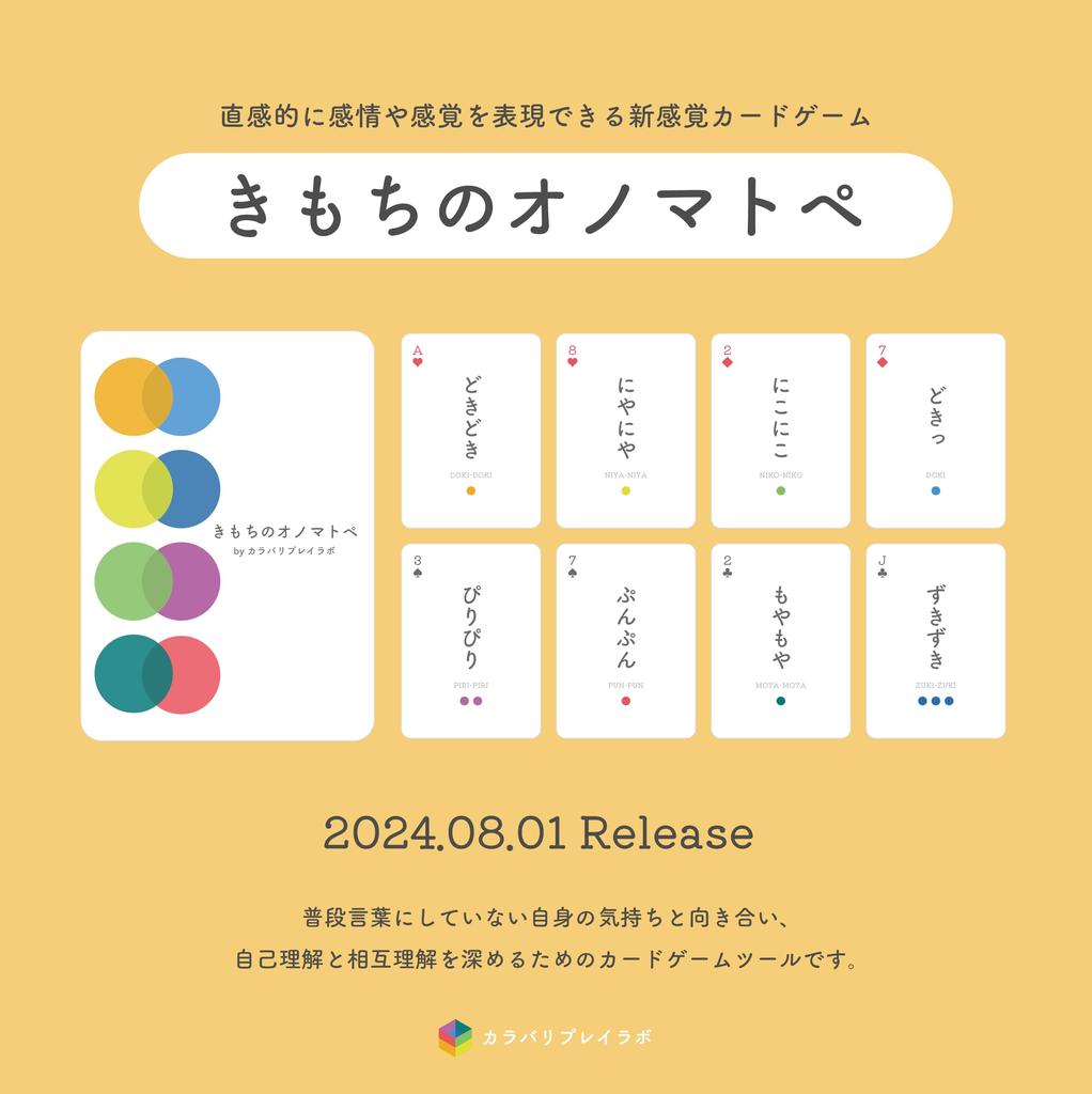 of A card game to learn about your own feelings and those of others through dialogue for ages 6 and [Onomatopoeia Feelings] (recommended 2-5 players,