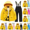 Children's Fashion Skiwear Set Boys' And Girls' Thickened Waterproof Warm Ski Suit Jacket And Trousers Outfit Set
