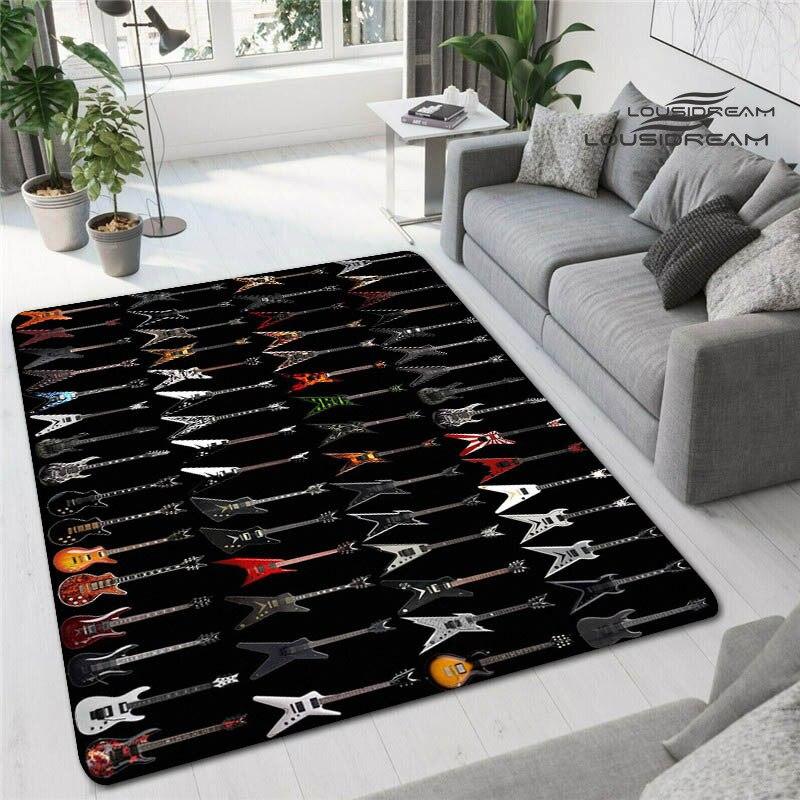 Красочные гитарные 3D печатные ковры для гостиной, нескользящие коврики, прикроватная тумбочка для спальни, современное украшение для дома, моющиеся напольные коврики
