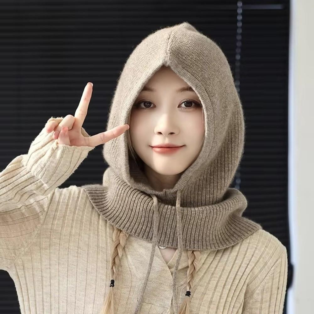 Теплая Изоляция Зимние Вязаные Шапки с Капюшоном Цельный Воротник для Зимних Активностей на Открытом Воздухе