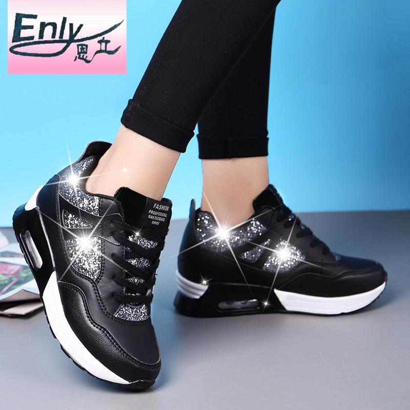 New 2025 height-increasing women's shoes Korean version lace-up air cushion running shoes women's sports shoes women's shoes