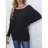 Women's Fall/winter Pearl Button Bat-sleeved One-line Collar Sweater