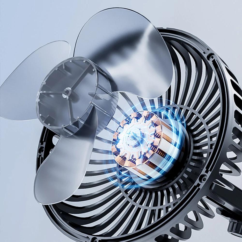 Автомобильный вентилятор 12В/24В Большой поток воздуха Три скорости регулировки Легкий и портативный Присоска Одинарная головка Регулируемый на 360 градусов автомобильный вентилятор