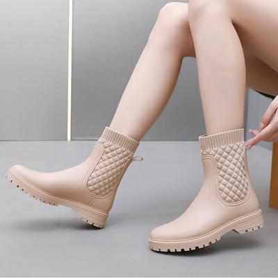 2024 Новые резиновые сапоги Нескользящие резиновые туфли Женская водонепроницаемая обувь Женская верхняя одежда Водная обувь Резиновая обувь на толстой подошве Модные
