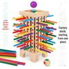 Montessori Wooden Pizza Tower Game with 42 Colored Sticks and Dice