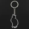 Fashion 3cm Key Ring Metal Key Chain Keychain Jewelry Antique Bronze Silver Color Plated Cat 53x27mm Pendant