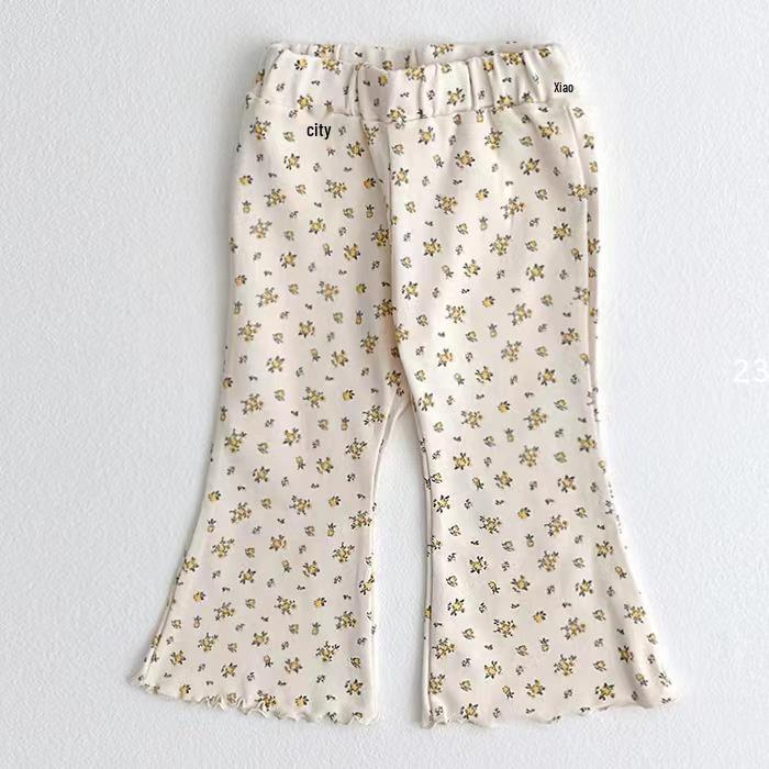 Брюки клеш в корейском стиле для маленьких девочек - Модная повседневная одежда с оборками для весны, лета и осени