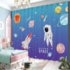 Новый мультфильм Земля Планета Космос Астронавт Ракета Печать Высокая затемняющая занавеска для детской комнаты Гостиная Оконная занавеска 2 шт. для дома