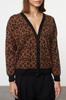 Women's Elegance Style Cardigan Black Soft Textured Leopard Pattern Knitwear Cardigan
