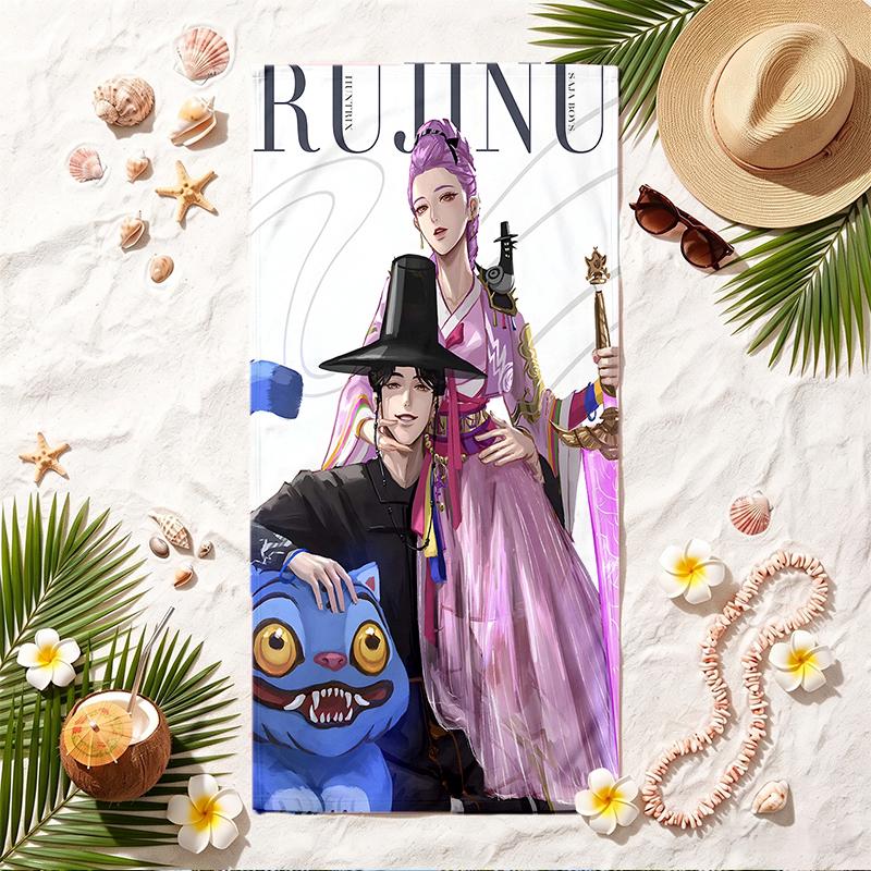 rujinu Soft Beach Towel Stylish Beach Pool Towel for Summer Seaside Vacation Travel