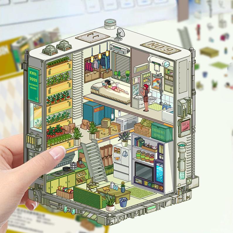 Коллекция 3D наклеек с пейзажами: Дизайн DIY-домика, Прозрачные ПЭТ-наклейки для снятия стресса