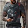 Men's T-shirt Outdoor Breathable Round Neck Top Summer Short Sleeve Wolf Print 3D Pattern Large Loose Men's Clothing