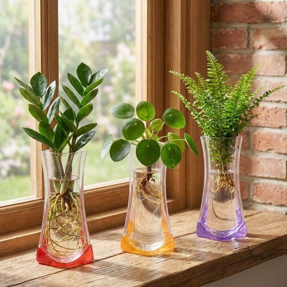 5Pcs Shatterproof Clear PVC Flower Vase Folding Plant Containers Easy To Clean Expandable Vase Room