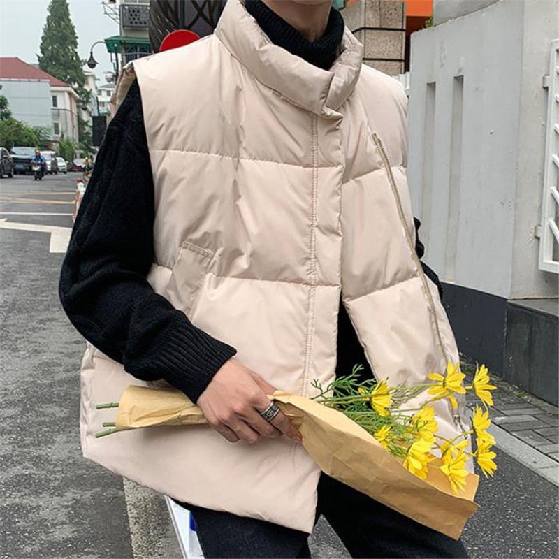 Мужская куртка жилет осень зима мода теплые толстые хлопковые пальто досуг уличная свободная верхняя одежда мужской жилет без рукавов 2024