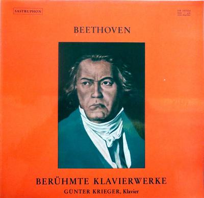 Виниловая пластинка BEETHOVEN, GUNTER KRIEGER - Beruhmte Klavierwerke SM007004 Sastruphon Германия Классика Б/У